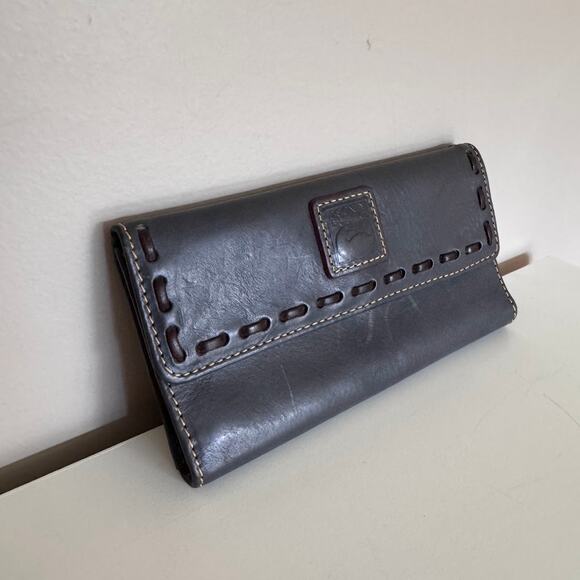 Dooney & Bourke Gray Leather Florentine Continental Clutch Wallet - Picture 7 of 8